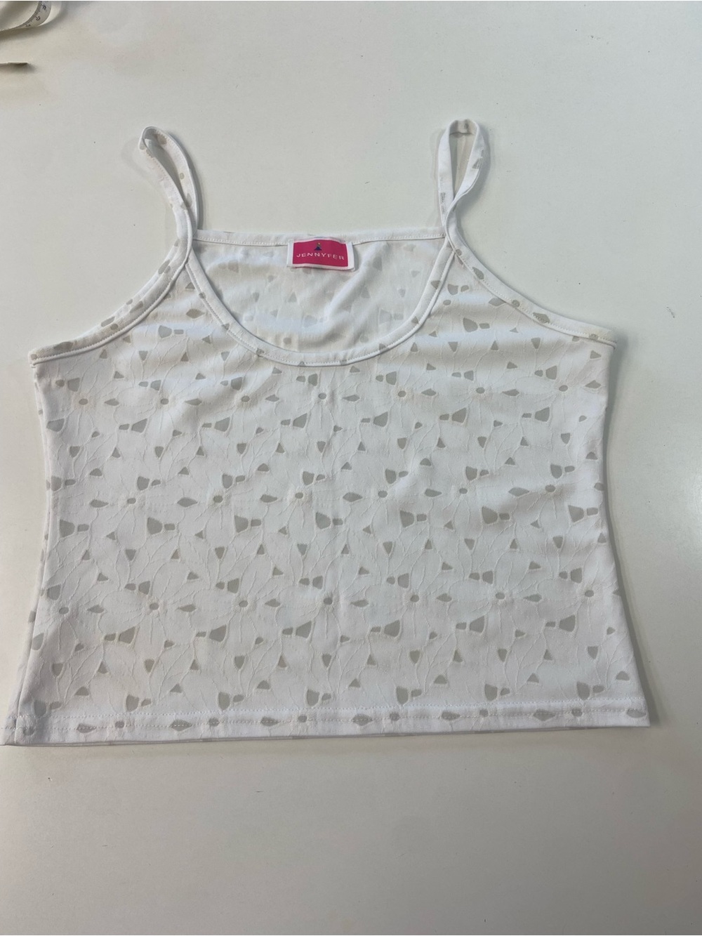 90s White Cami Tank with Eyelets excellent condition young adult size XS/S